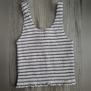 Hollister Striped Scrunched Cropped Tank Top XS